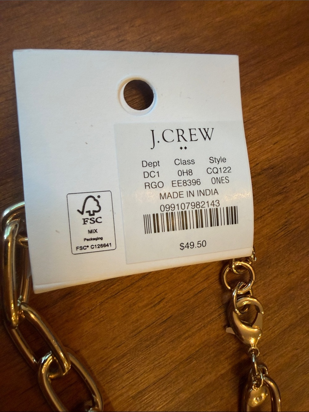 J. Crew Gold Link Necklace with Pink Heart Charm and Pearl - Picture 4 of 4